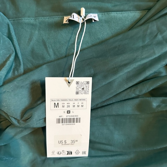 Zara off shoulder teal green top Size M - Picture 4 of 4